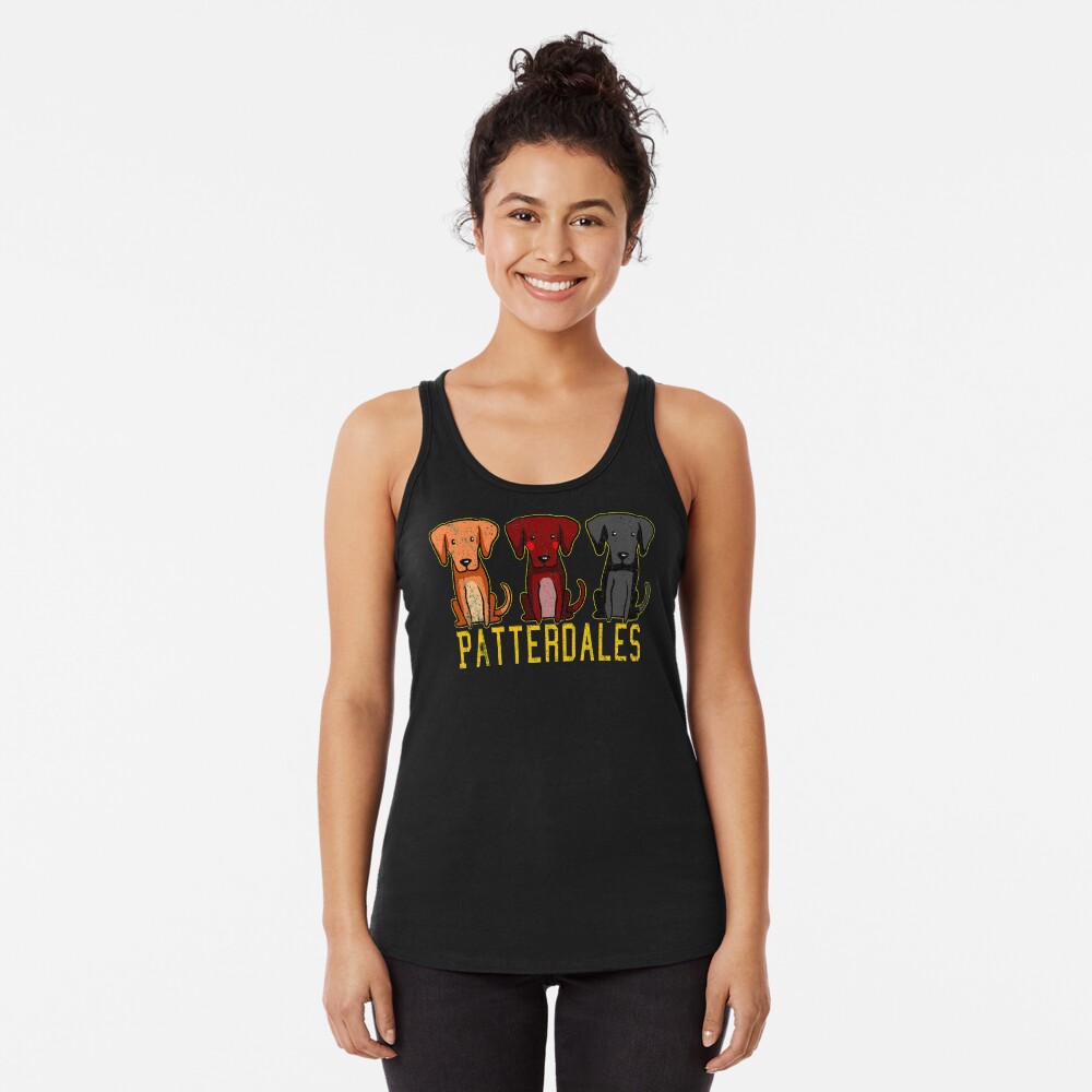 Black Brown Tan Patterdale Terrier Dogs Funny Faded Vintage Racerback Tank Top