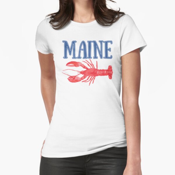 Maine Watercolor Lobster - Maine Lobster Fitted T-Shirt