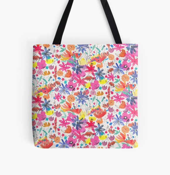 Blühen in Wasserfarben Allover-Print Tote Bag
