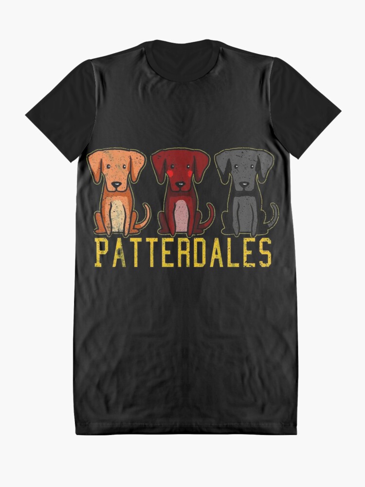 Alternate view of Black Brown Tan Patterdale Terrier Dogs Funny Faded Vintage Graphic T-Shirt Dress