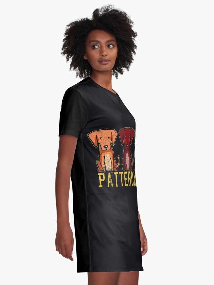 Alternate view of Black Brown Tan Patterdale Terrier Dogs Funny Faded Vintage Graphic T-Shirt Dress