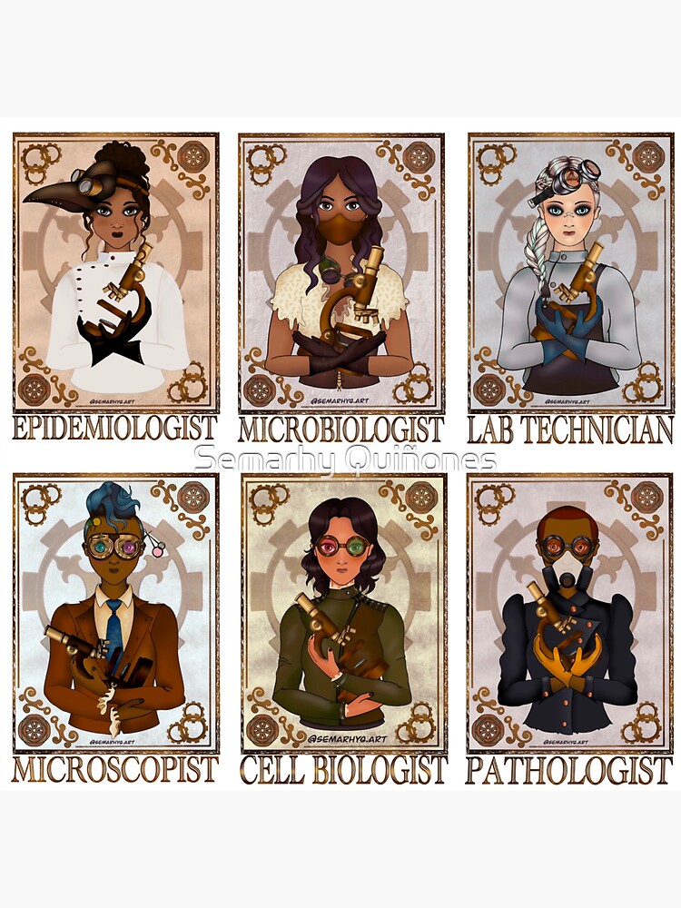 Thumbnail 3 of 3, Sticker, Microscopists (Steampunk Art) designed and sold by semarhy.