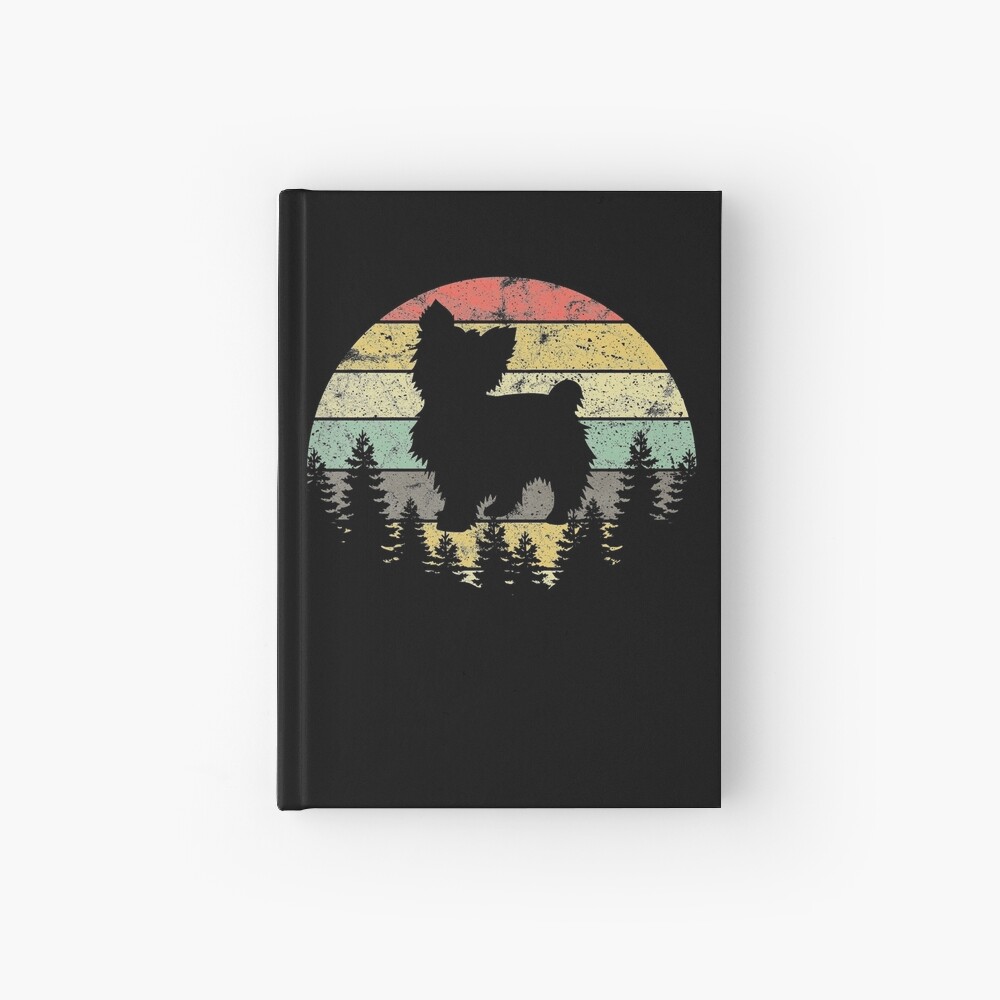 Yorkshire Terrier Yorkie Dog Sunset Vintage Retro Yorkie Hardcover Journal