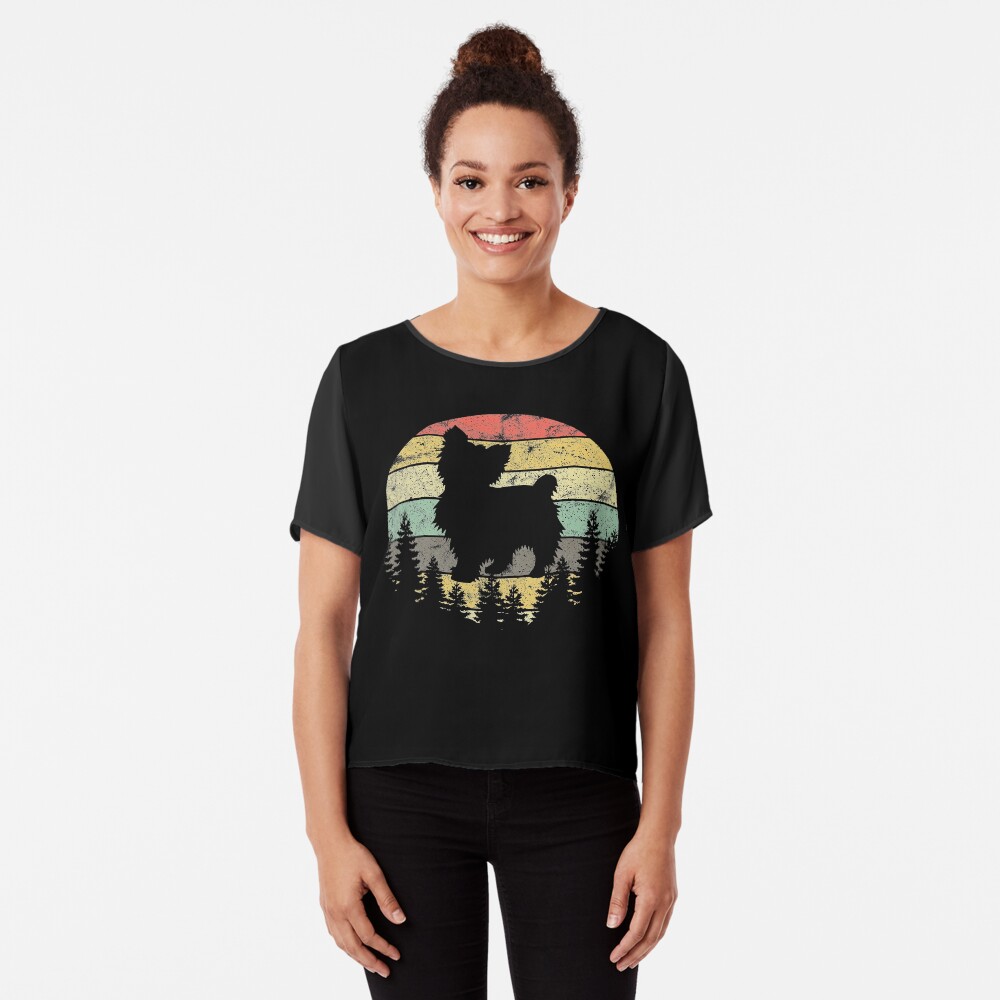 Yorkshire Terrier Yorkie Dog Sunset Vintage Retro Yorkie Chiffon Top