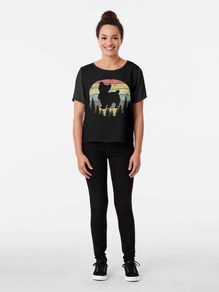 Alternate view of Yorkshire Terrier Yorkie Dog Sunset Vintage Retro Yorkie Chiffon Top