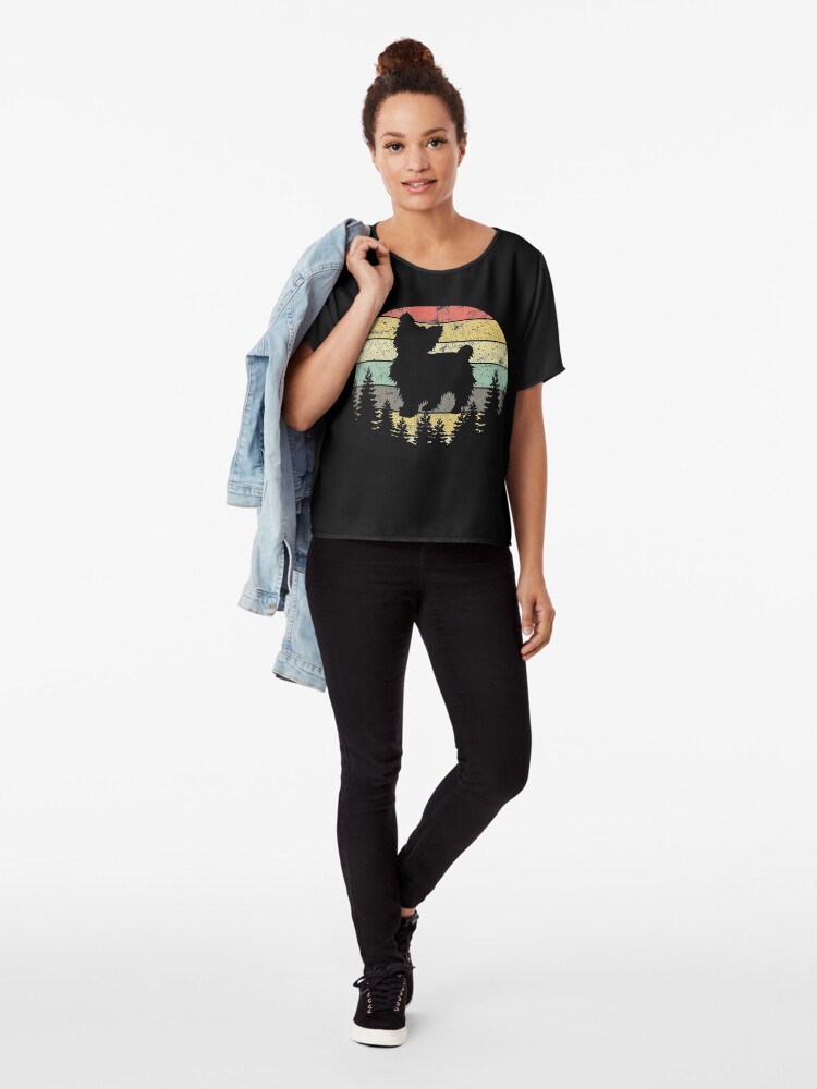 Alternate view of Yorkshire Terrier Yorkie Dog Sunset Vintage Retro Yorkie Chiffon Top