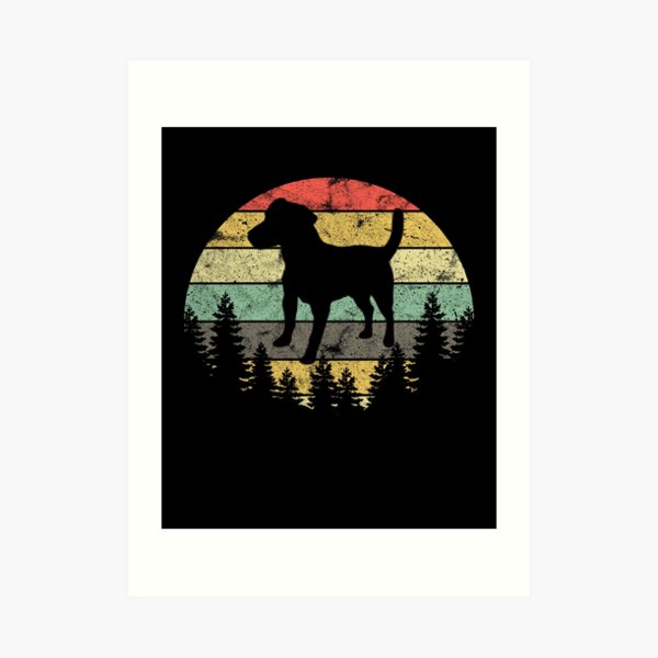 Patterdale Terrier Dog Retro Sun Forest Patterdale Puppy Art Print