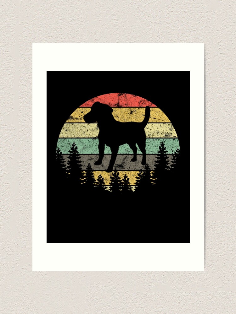 Alternate view of Patterdale Terrier Dog Retro Sun Forest Patterdale Puppy Art Print