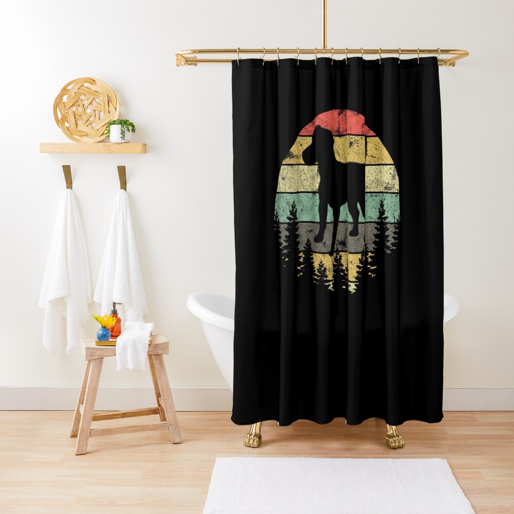 Patterdale Terrier Dog Retro Sun Forest Patterdale Puppy Shower Curtain