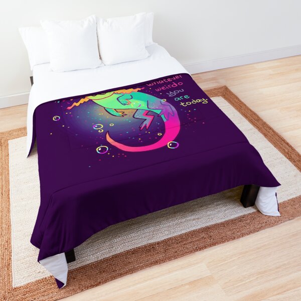 "It's Okay to Be Whatever Weirdo You Are Today" Rainbow Axolotl Comforter