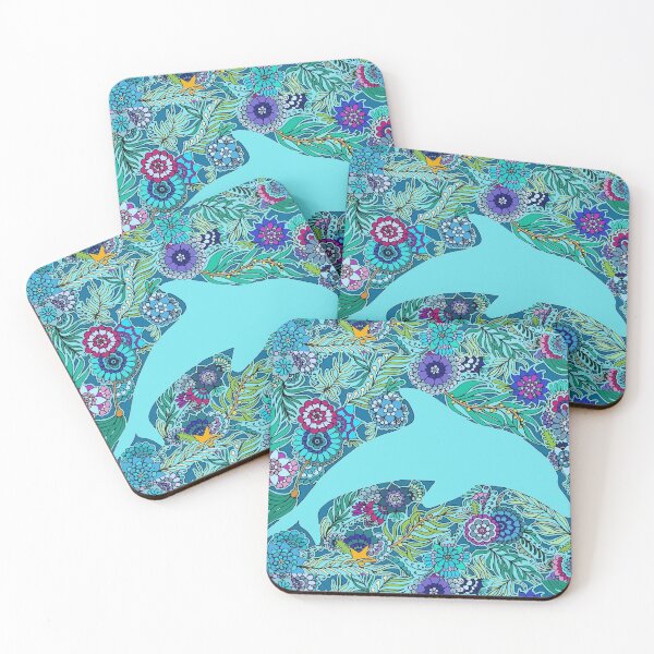 Item preview, Dolphin in Floral Ocean || Nature || Ocean || Sea  designed and sold by Hilary Leslie.