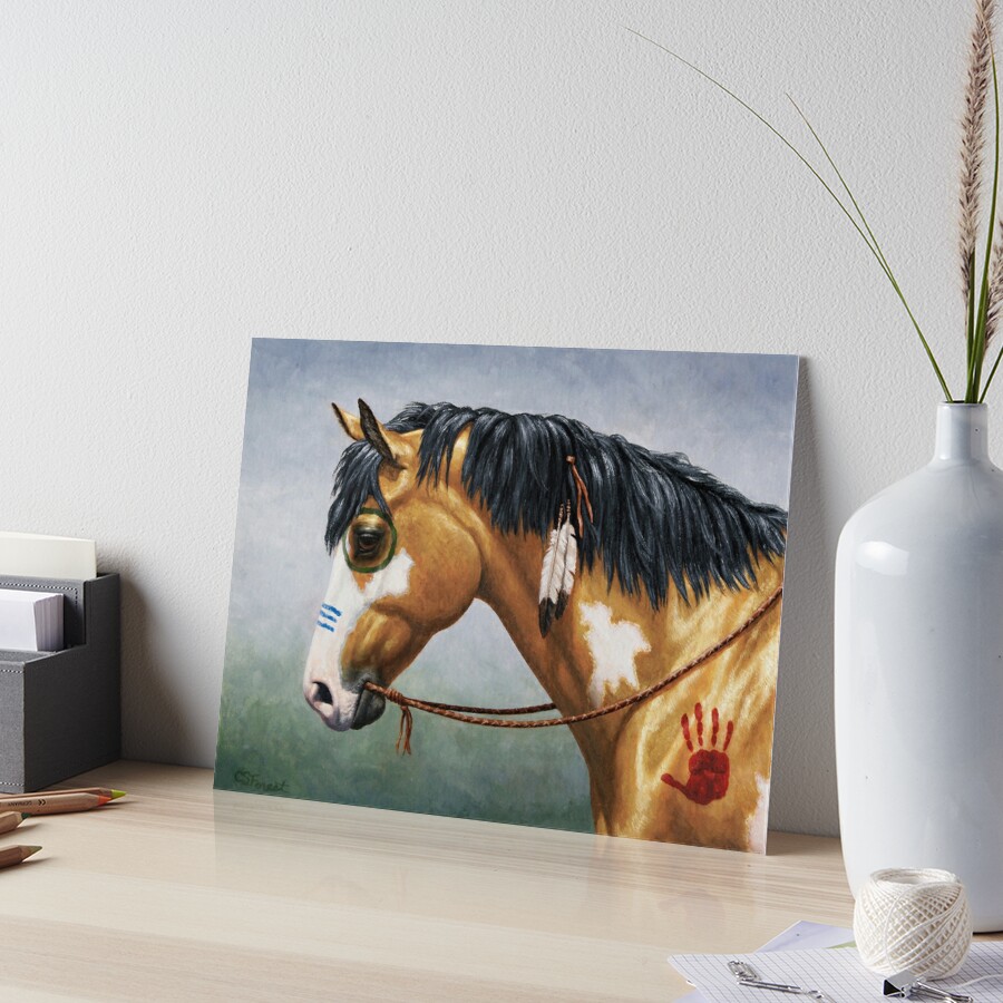 Unicorn with Leather Mane Framed Art 30.25 x 30.25