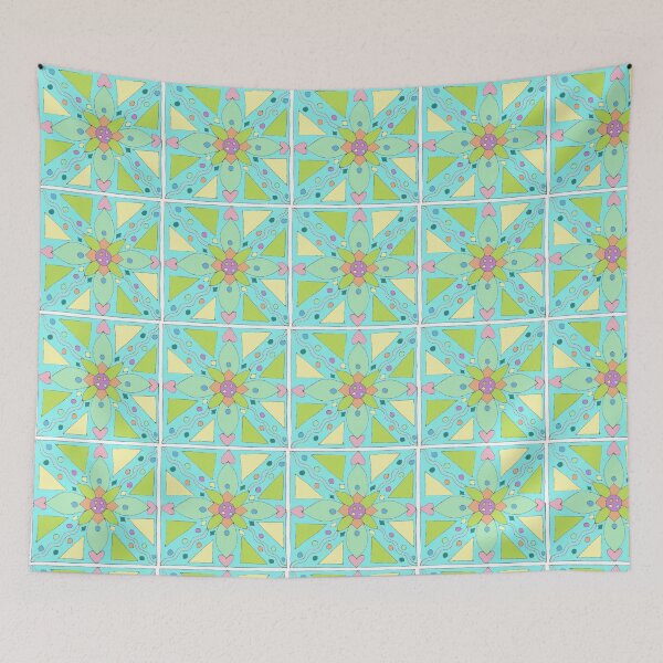 Item preview, Lala Squiggle Tile Doodle Aqua designed and sold by LalaDoodleBug.