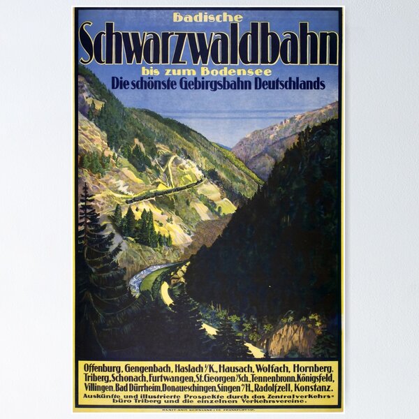 Item preview, Badische Schwarzwaldbahn vintage travel poster designed and sold by stickart-marek.