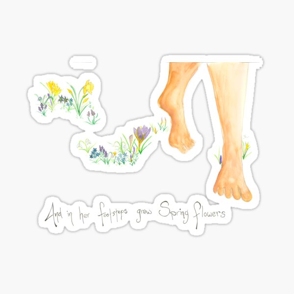 In Her Footsteps Grow Spring Flowers Sticker