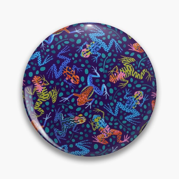 Item preview, Tossed Dart Frogs on Dark Blue designed and sold by Janet Broxon.