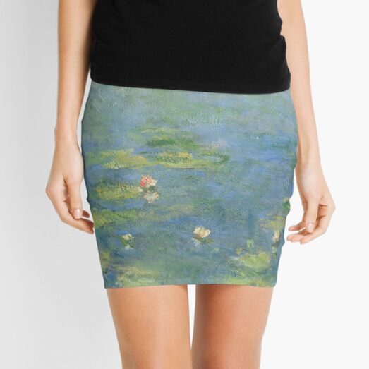 Claude Monet - Water Lilies - Blue & Green Mini Skirt