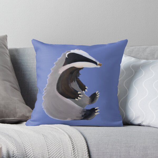Sitting Badger Throw Pillow