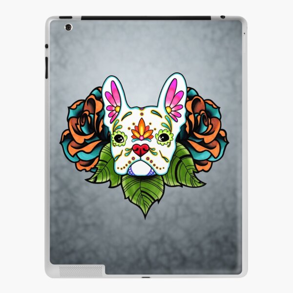 Day of the Dead French Bulldog in White Sugar Skull Dog iPad Skin