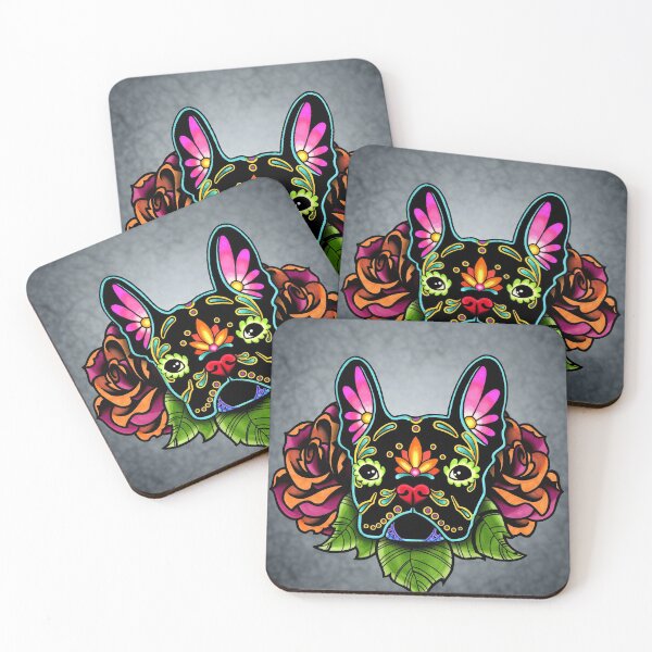 Item preview, Day of the Dead French Bulldog in Black Sugar Skull Dog designed and sold by Pretty In Ink.