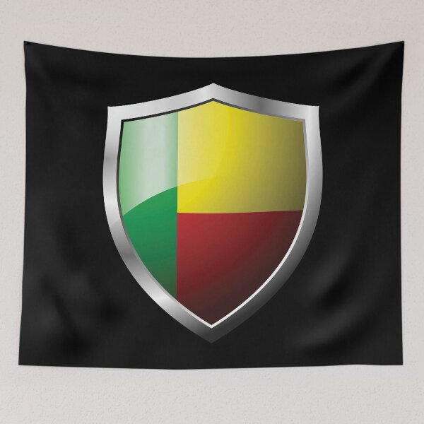 Item preview, Strong Benin Flag Shield Country designed and sold by HelloFromAja.
