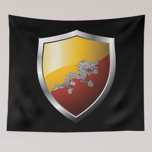 Item preview, Strong Bhutan Flag Shield Country designed and sold by HelloFromAja.