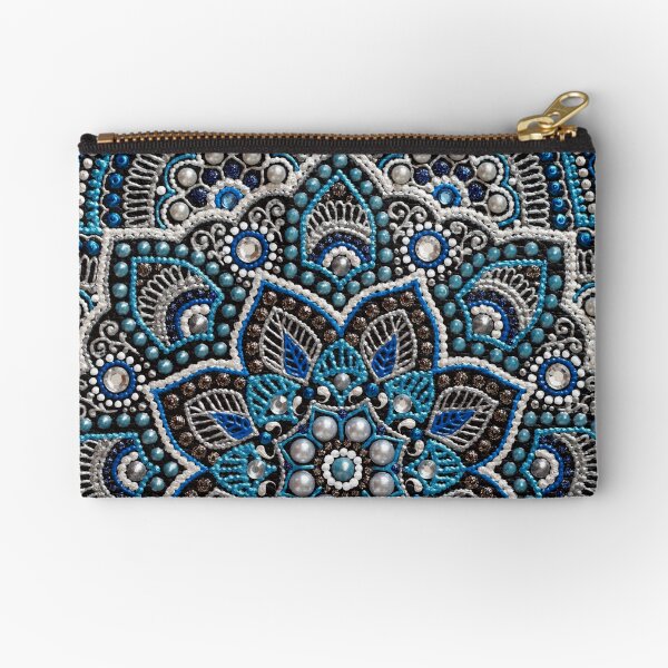 Vista previa del artículo con la obra «Mandala de flores azules y plateadas, acrílico boho dotart», diseñado y vendido por Elena Morgun.