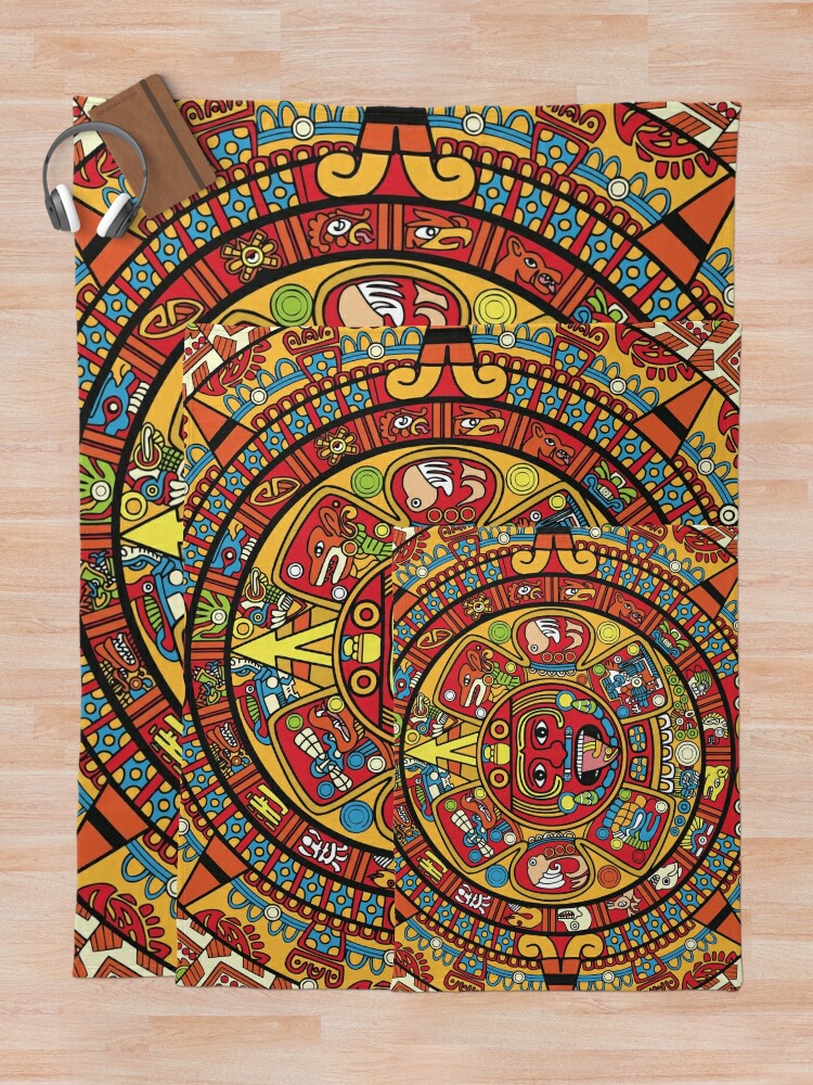 "Colorful Mayan Calendar" Throw Blanket by renju1902 Redbubble