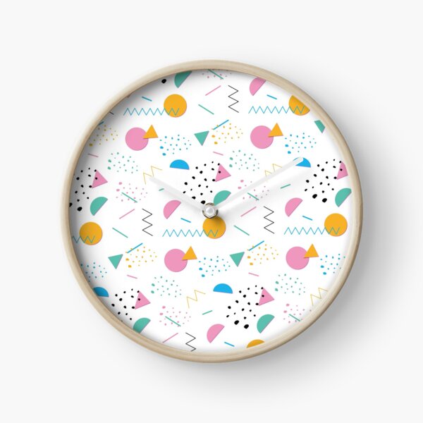 Bright 80's Party Pattern Clock