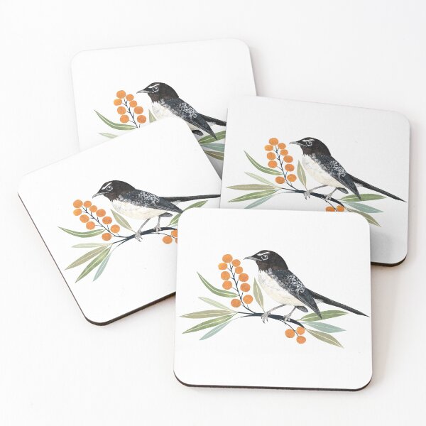 Item preview, Willy Wagtail on Wattle Branch designed and sold by Lesley Fitzpatrick.