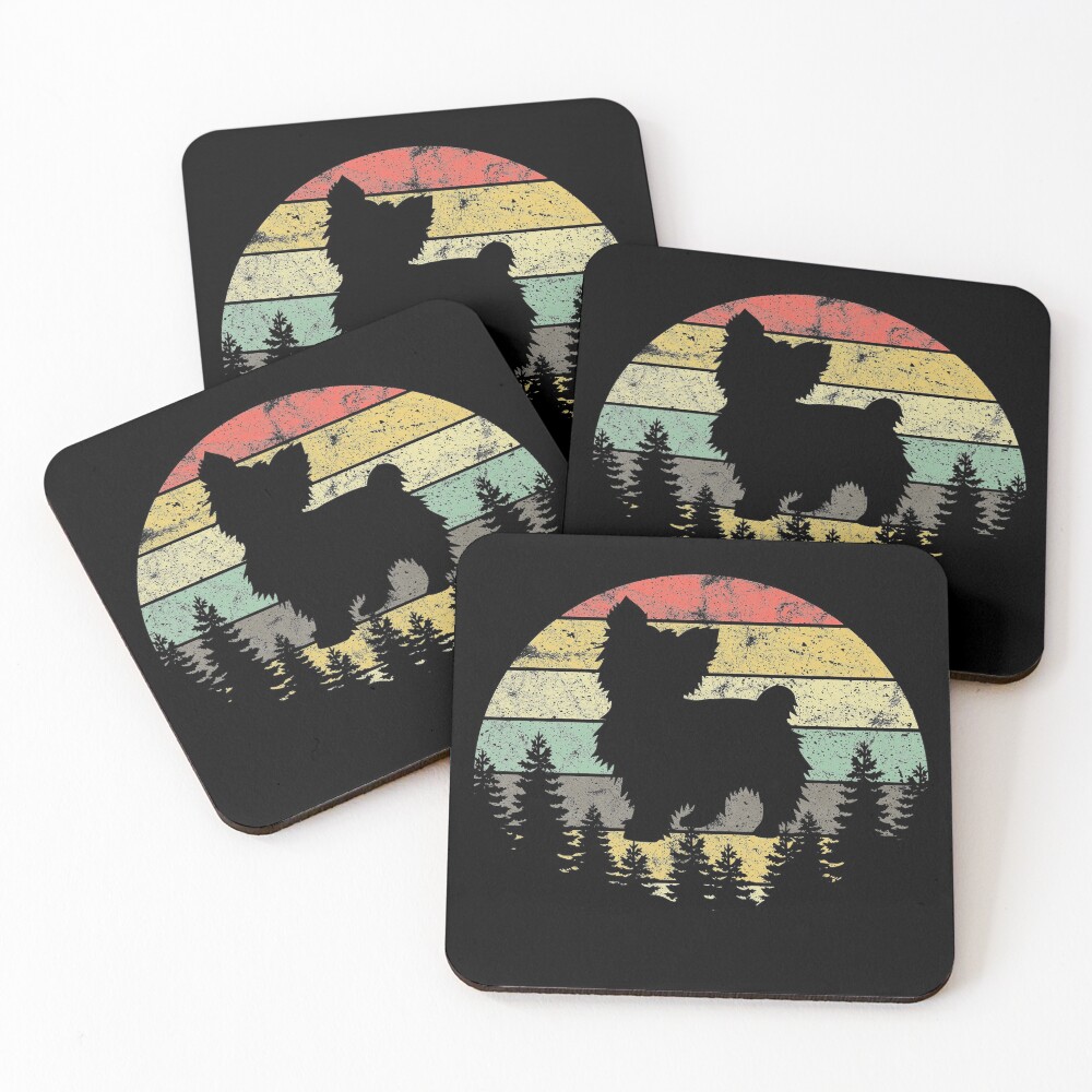 Yorkshire Terrier Yorkie Dog Sunset Vintage Retro Yorkie Coasters (Set of 4)