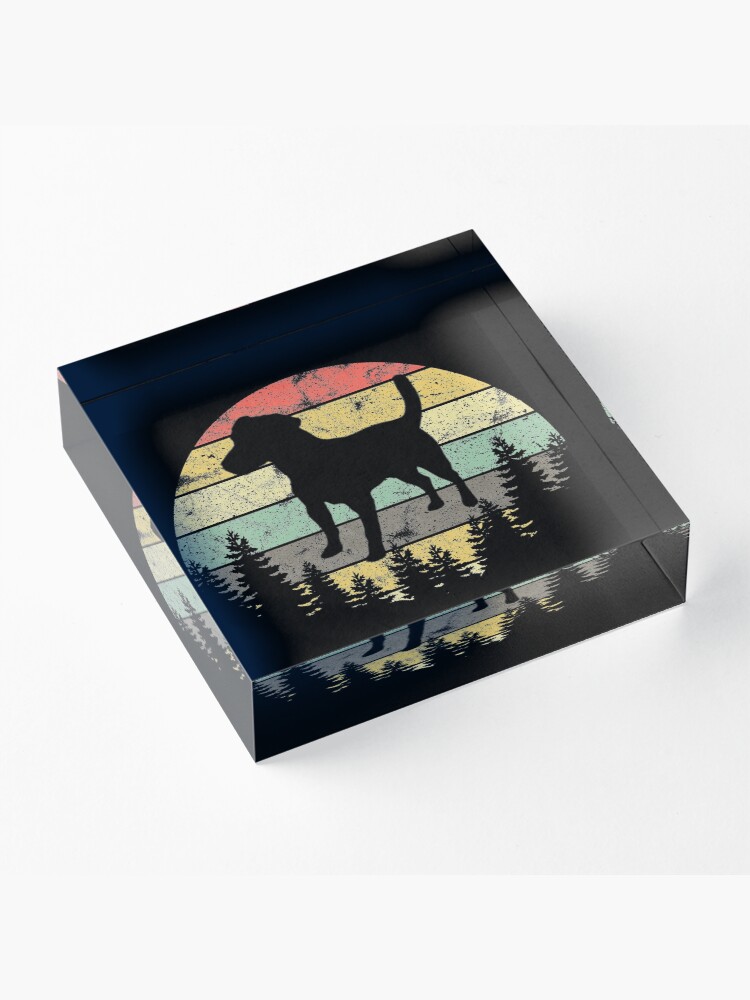 Alternate view of Patterdale Terrier Dog Retro Sun Forest Patterdale Puppy Acrylic Block