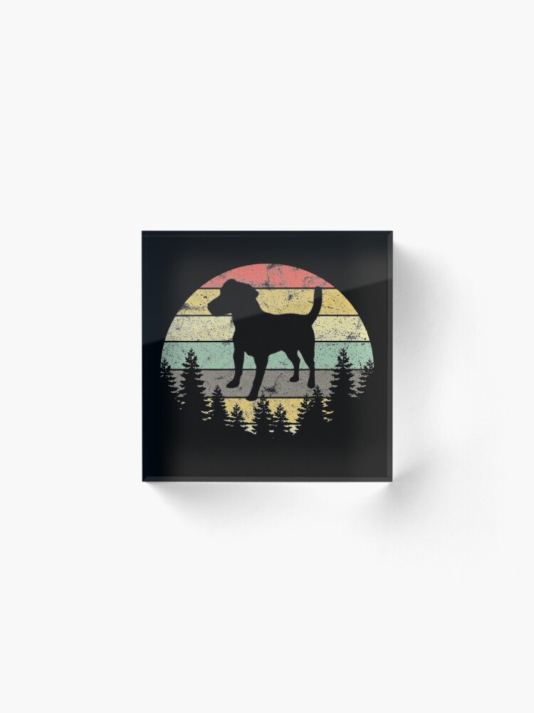 Alternate view of Patterdale Terrier Dog Retro Sun Forest Patterdale Puppy Acrylic Block