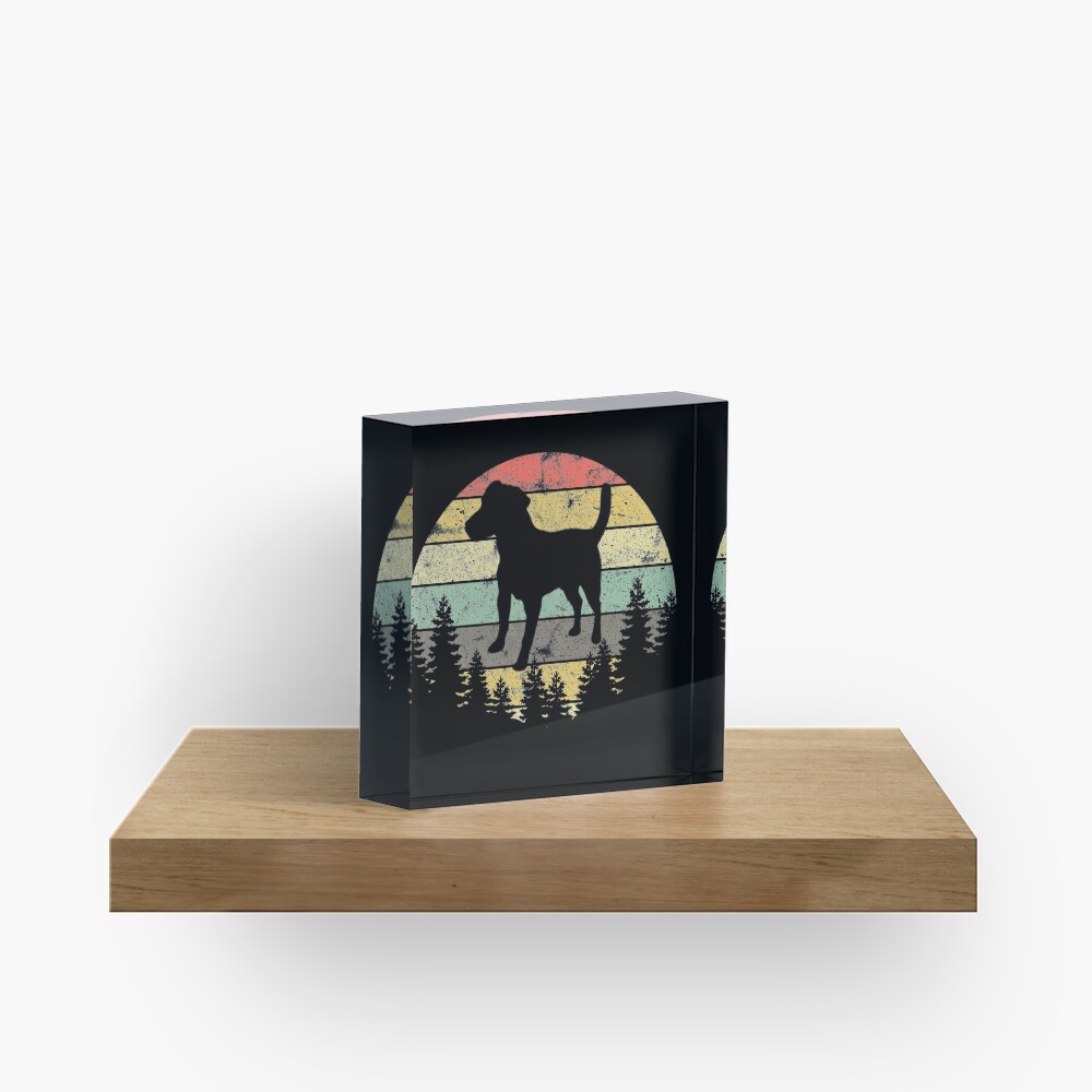 Patterdale Terrier Dog Retro Sun Forest Patterdale Puppy Acrylic Block