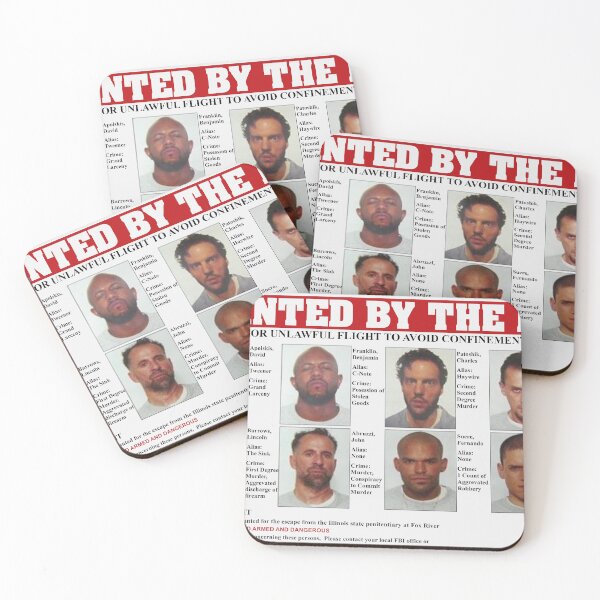 Poster Prison Break FBI Wanted Dessous de verre (lot de 4)