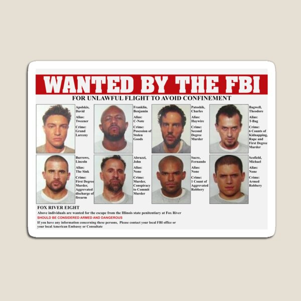 Prison Break FBI Wanted Poster Magnet