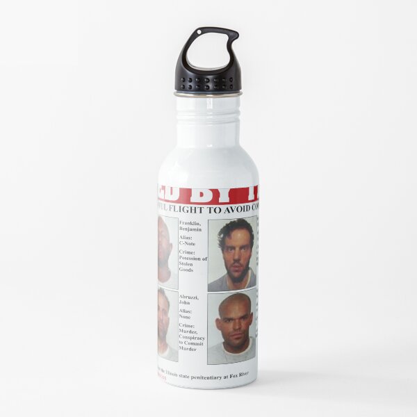 Prison Break FBI Wanted Poster Water Bottle