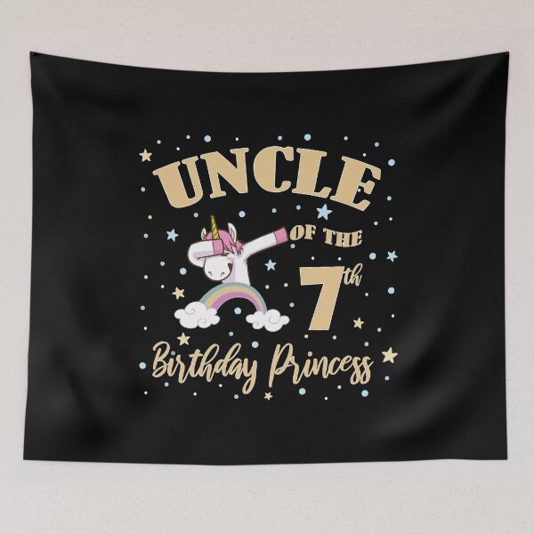 Item preview, Uncle Of The 7th Birthday Princess Girl Unicorn B-day product designed and sold by Grabitees.