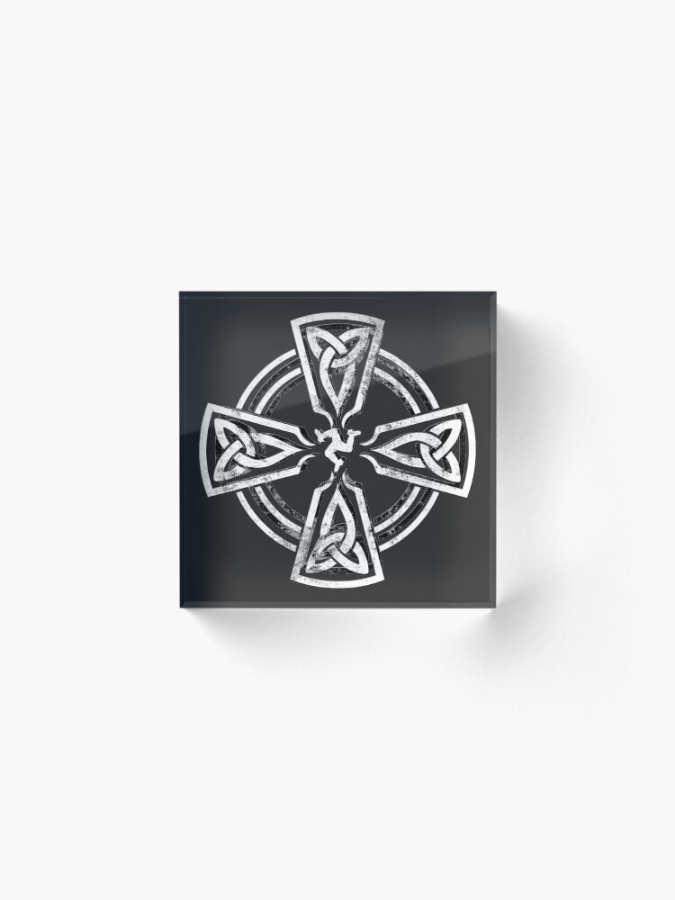 Alternate view of Celtic Cross Manx Cross 3 Legs Isle Of Man Gaelic Traditional Knots Acrylic Block