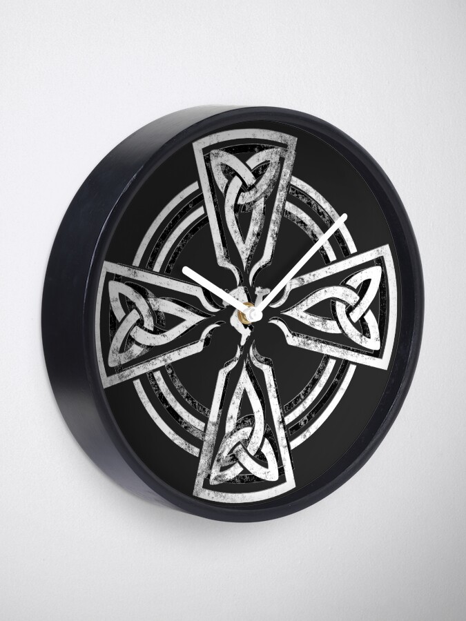 Alternate view of Celtic Cross Manx Cross 3 Legs Isle Of Man Gaelic Traditional Knots Clock