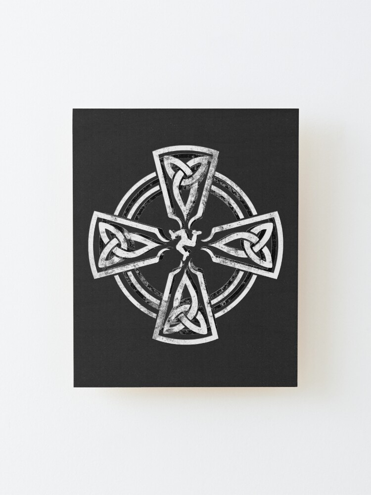 Alternate view of Celtic Cross Manx Cross 3 Legs Isle Of Man Gaelic Traditional Knots Mounted Print