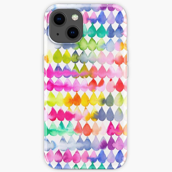 Multicolored rain drops - Rainbow storm painted with watercolor iPhone Soft Case