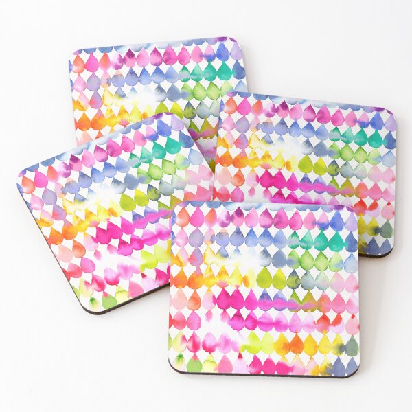 Item preview, Multicolored rain drops - Rainbow storm painted with watercolor designed and sold by ninoladesign.