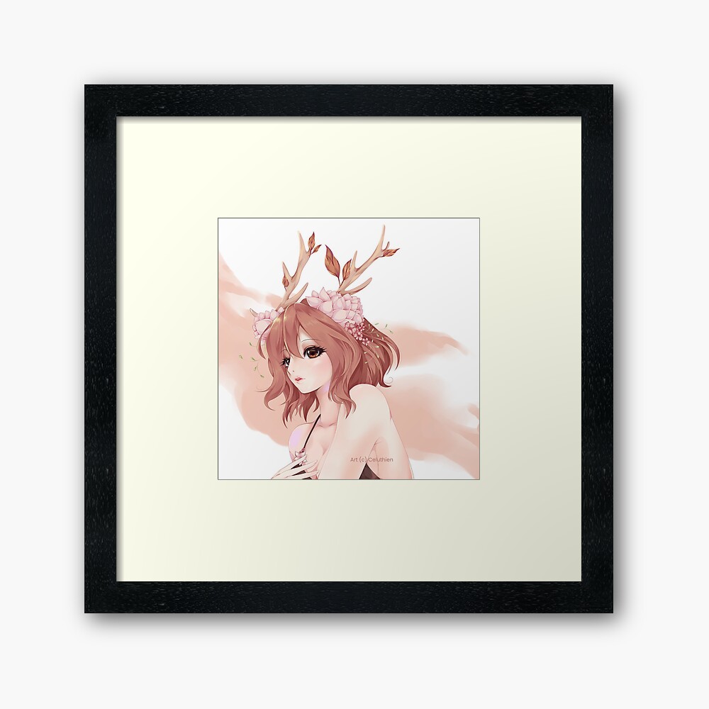 Crying anime girl with bob and horns Royalty Free Vector