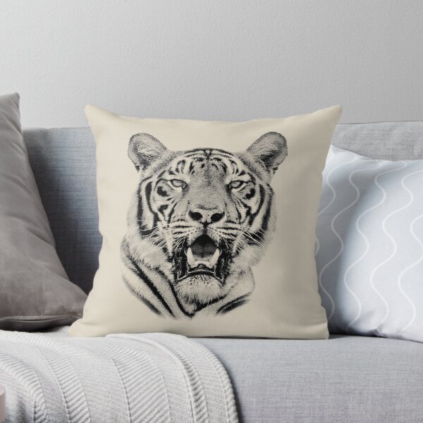 Tiger Portrait of Majestic Male Bengal Tiger Throw Pillow