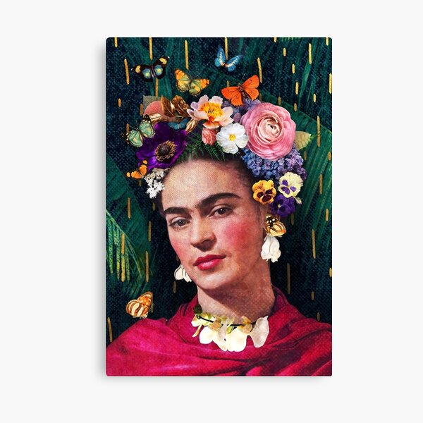Portrait floral de Frida Kahlo Impression sur toile