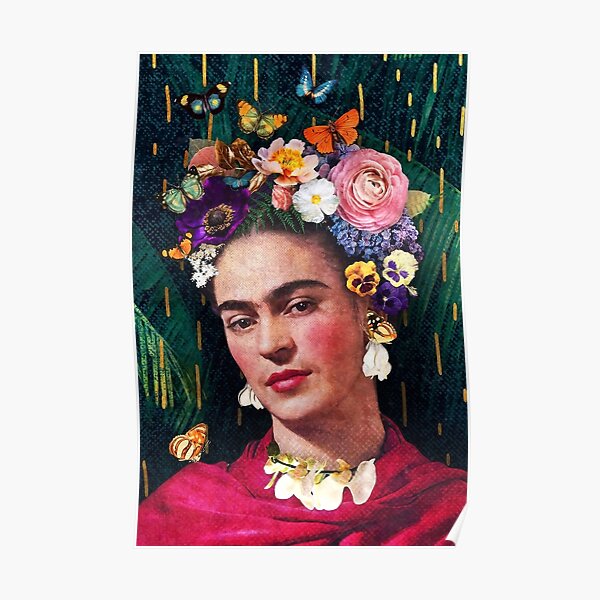 Frida Kahlo Floral Portrait Poster