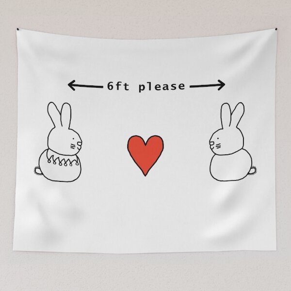 Item preview, Bunny Rabbits say Keep Your Distance For Now designed and sold by ellenhenry.
