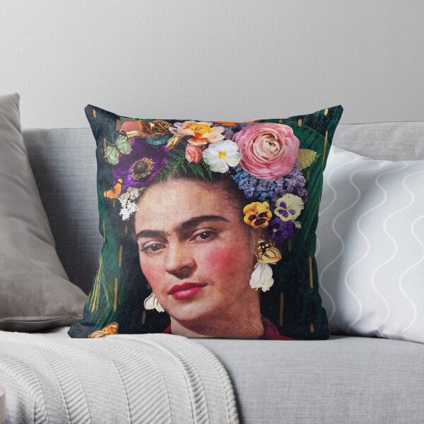 Retrato floral de Frida Kahlo Cojín