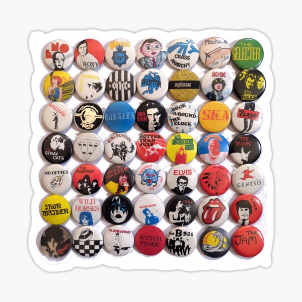 A Load Of Music Badges No.3 - 1970s and 1980s - pop, rock, punk, new wave Sticker